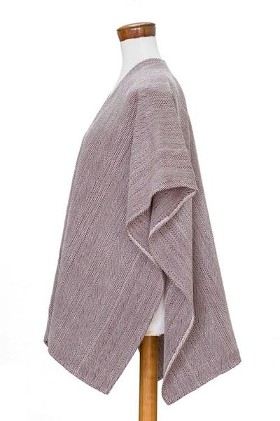 Alternate image for Striped Mahogany Ruana Made with 100 Cotton in El Salvador Mahogany Cojutepeque