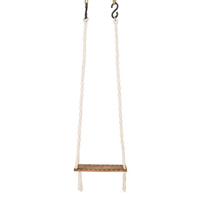 Alternate image for Cotton Macrame and Brown Pine Swing with Brass Hooks Caribbean Breeze