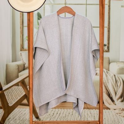 Alternate image for Handloomed Grey Ruana Made with 100 Cotton in El Salvador Grey Cojutepeque