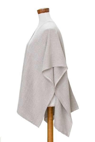 Alternate image for Handloomed Grey Ruana Made with 100 Cotton in El Salvador Grey Cojutepeque
