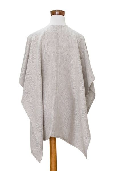 Alternate image for Handloomed Grey Ruana Made with 100 Cotton in El Salvador Grey Cojutepeque