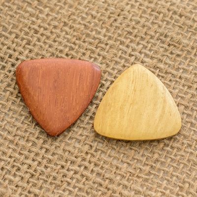 Alternate image for Reclaimed Estoraque and Cypress Wood Guitar Picks Pair Eco Song