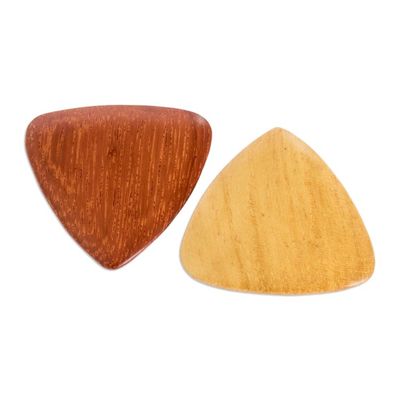Alternate image for Reclaimed Estoraque and Cypress Wood Guitar Picks Pair Eco Song