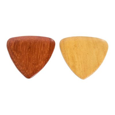 Alternate image for Reclaimed Estoraque and Cypress Wood Guitar Picks Pair Eco Song