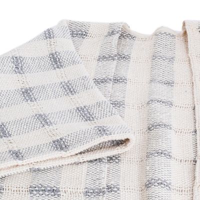 Alternate image for Striped Grey Ruana Made with 100 Cotton in El Salvador Grey Cojutepeque Stripes