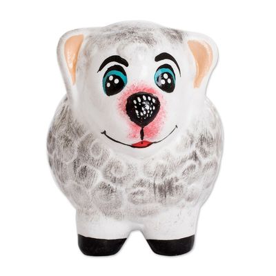 Alternate image for Handpainted Mini Ceramic Sheep Flower Pot from Guatemala Herbaceous Sheep