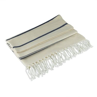 Alternate image for Cotton Beach Towel with Indigo Stripes Sweet Relaxation in Warm White