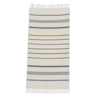 Alternate image for Cotton Beach Towel with Indigo Stripes Sweet Relaxation in Warm White