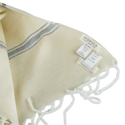 Alternate image for Cotton Beach Towel with Indigo Stripes Sweet Relaxation in Warm White