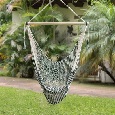 Alternate image for Forest Green and Eggshell Cotton Hammock Swing Single Forests