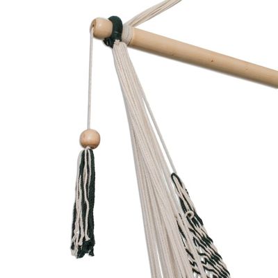 Alternate image for Forest Green and Eggshell Cotton Hammock Swing Single Forests