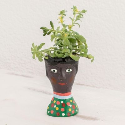 Alternate image for Fun Hand Painted Mini Ceramic Planter Carolina