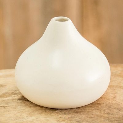 Alternate image for Drop-Shaped Ceramic Vase in Ivory from Guatemala Droplet Harmony in Ivory