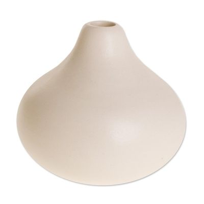 Alternate image for Drop-Shaped Ceramic Vase in Ivory from Guatemala Droplet Harmony in Ivory