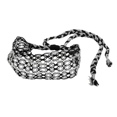 Alternate image for Handcrafted Black and Grey Stripe Cotton Macram Headband Moonlit Ripples