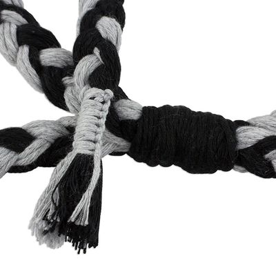 Alternate image for Handcrafted Black and Grey Stripe Cotton Macram Headband Moonlit Ripples