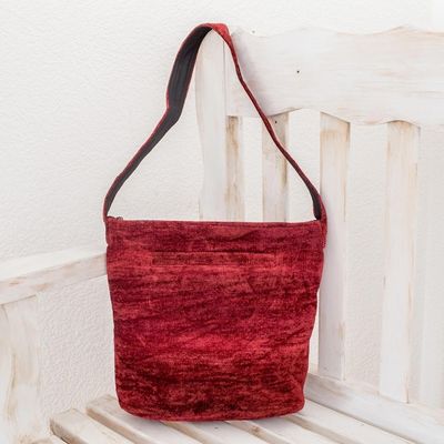 Alternate image for Handcrafted Bamboo Chenille Shoulder Bag Love