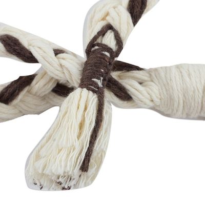 Alternate image for Handcrafted Ivory with Brown Stripe Cotton Macram Headband Spiced Vanilla