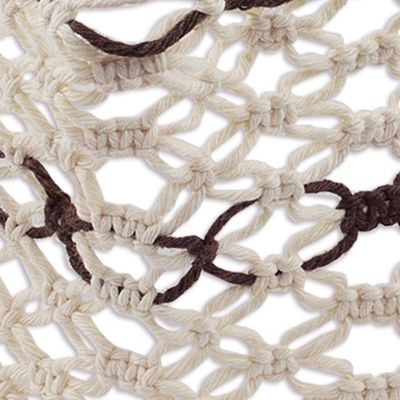 Alternate image for Handcrafted Ivory with Brown Stripe Cotton Macram Headband Spiced Vanilla