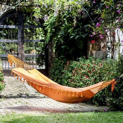 Alternate image for Handwoven Cotton Single Hammock in Sunrise from Guatemala Seaside Sunrise
