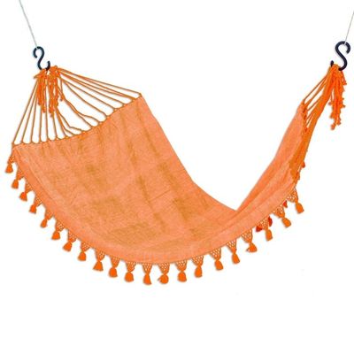 Alternate image for Handwoven Cotton Single Hammock in Sunrise from Guatemala Seaside Sunrise