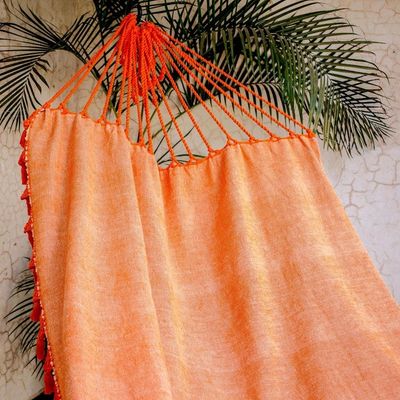Alternate image for Handwoven Cotton Single Hammock in Sunrise from Guatemala Seaside Sunrise