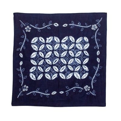 Alternate image for Flower of Life Indigo Cotton Batik Hand Crafted Tablecloth Flower of Life