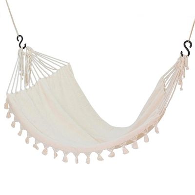 Alternate image for Handwoven Cotton Single Hammock in Linen from Guatemala Above the Sand
