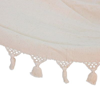 Alternate image for Handwoven Cotton Single Hammock in Linen from Guatemala Above the Sand