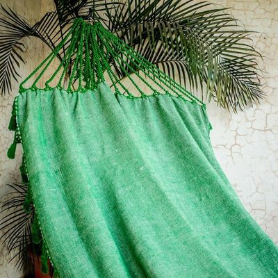 Alternate image for Handwoven Cotton Single Hammock in Viridian from Guatemala Forest Trail