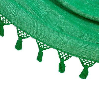 Alternate image for Handwoven Cotton Single Hammock in Viridian from Guatemala Forest Trail