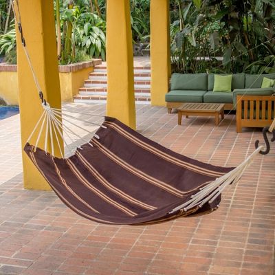 Alternate image for Hand Woven Espresso Striped Hammock Single Guatemala Sandy Path