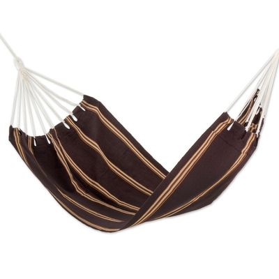 Alternate image for Hand Woven Espresso Striped Hammock Single Guatemala Sandy Path
