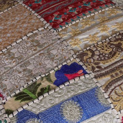 Alternate image for Indian Classic Patchwork Ottoman Footstool in Bright Hues Dreams from Paradise