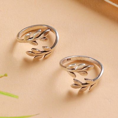 Alternate image for 2 Vine-Themed Sterling Silver Wrap Toe Rings from India Intricate Vines