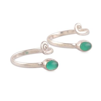 Alternate image for Windy Polished Sterling Silver and Green Onyx Toe Ring Pair New Curls