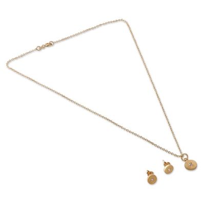 Alternate image for Minimalist 22k Gold-Plated Necklace and Earrings Jewelry Set Victorious Glimpse