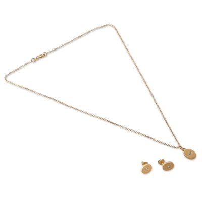 Alternate image for Minimalist 22k Gold-Plated Necklace and Earrings Jewelry Set Victorious Glimpse