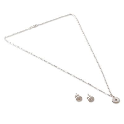 Alternate image for Minimalist Sterling Silver Necklace and Earrings Jewelry Set Ethereal Glimpse