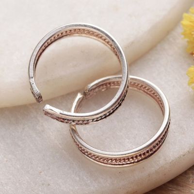 Alternate image for Polished Classic Sterling Silver Toe Rings Pair Discreet Charm
