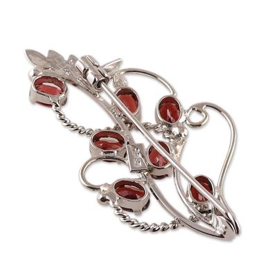 Alternate image for 7-Carat Garnet Rhodium-Plated Sterling Silver Brooch Pin Scarlet Story
