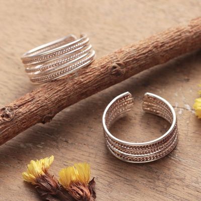 Alternate image for High-Polished Traditional Sterling Silver Toe Rings Pair Enchanting Charm