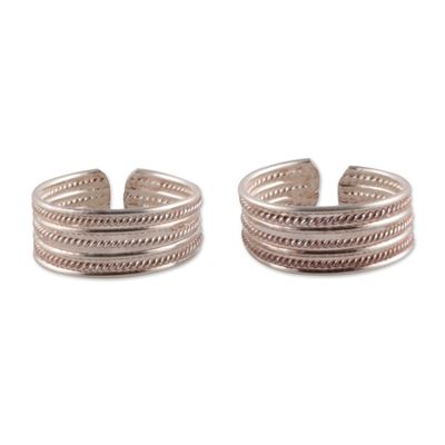 Alternate image for High-Polished Traditional Sterling Silver Toe Rings Pair Enchanting Charm