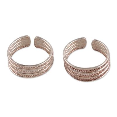 Alternate image for High-Polished Traditional Sterling Silver Toe Rings Pair Enchanting Charm