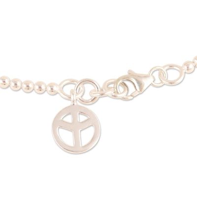 Alternate image for Pair of Sterling Silver Peace Anklets from India Peace Orbs
