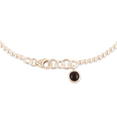 Alternate image for Pair of Sterling Silver Onyx Anklets from India Courage Orbs