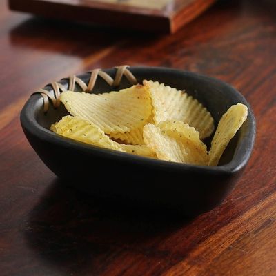 Alternate image for Pair of Handcrafted Drop-Shaped Black Ceramic Bowls Drop Saga