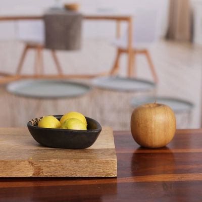 Alternate image for Pair of Handcrafted Drop-Shaped Black Ceramic Bowls Drop Saga