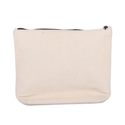 Alternate image for Embroidered Butterfly and Floral-Themed Cotton Cosmetic Bag Butterfly Connection