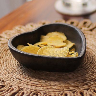 Alternate image for Pair of Handcrafted Heart-Shaped Black Ceramic Bowls Heart Saga